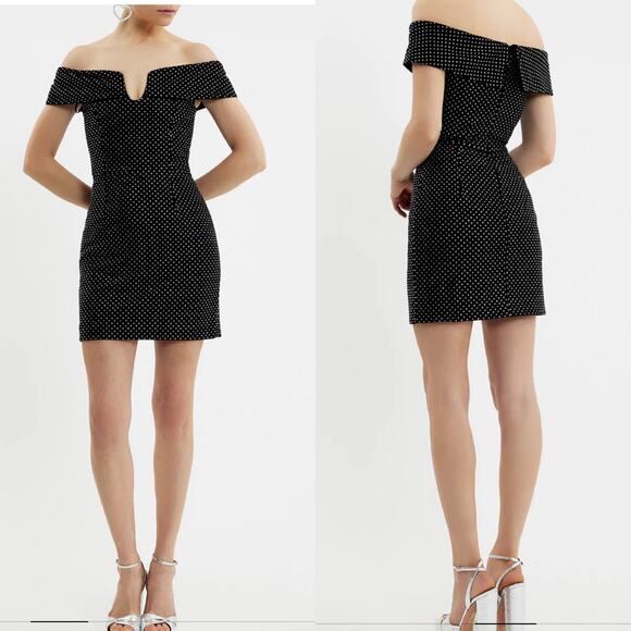 NWT Rebecca Vallance Last Dance Mini Dress Black Studded Retail $1,060 SZ 12 LBD - Picture 1 of 11
